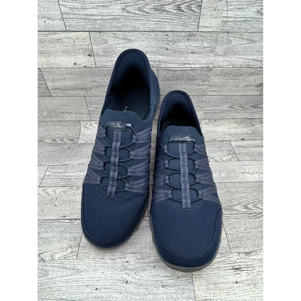 Skechers Slip-ins Reggae Slim Takes Two Navy Blue Sneakers 100593 Women Size 9.5